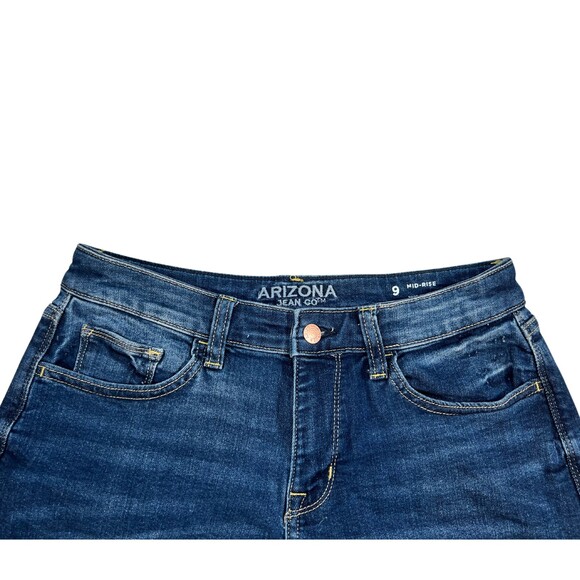Womens Jean Shorts Arizona Women's Size 9 Co Mid Rise Cuffed Stretch Blue Denim - Picture 6 of 6